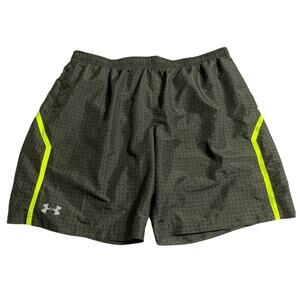 Under Armour Mens Athletic Shorts Size XL Heat Gear Fitted Lined Green Pockets